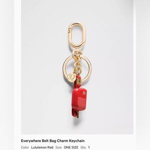 Lululemon Everywhere Belt Bag Charm Keychain, Red,Gold, NWT